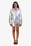 Frame Silver Metallic Denim Mini Skirt Size 28