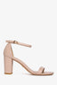 Stuart Weitzman Nude Leather Nudist Block Heel Sandal Size 39.5