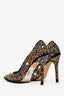 Miu Miu Black Suede Multicoloured Crystal Embellished Heels Size 38