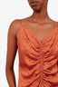 Sandro Brown Crystal Embellished Satin Ruched Maxi Dress Size 38