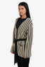 Max Mara Cream/Black Belted Striped Cardigan