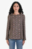 Pre-loved Chanel™ 2004 Beige/Burgundy Tweed Embellished Button Jacket Size 42