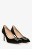 Escarpins Manolo Blahnik Hangisi en satin noir et dentelle, pointure 7