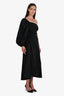 Ulla Johnson Black One-Shoulder Ruffle Detail Midi Dress Size 8
