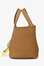 Hermès Tan Clemence Leather Pitcotin Lock 18 Bag with Twilly