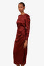 Zimmermann Burgundy Silk Draped Long Sleeve Maxi Dress Size 0