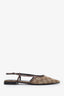 Gucci Brown Leather and Canvas GG Slingbacks Size 35.5