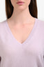 White + Warren Lilac Cashmere V-Neck Sweater Size M