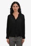 Faithfull The Brand Black Crinkle Long Sleeve Button Down Top Size 2