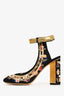 Louis Vuitton Black/Multicolour Satin Floral Embroidered Heels Size 36.5