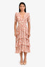Maje White/Orange Floral Print Ruffle Details Maxi Dress Size 34