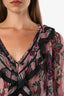 Chloe Pink/Plum Silk Floral Print Ruffle Blouse Size 36