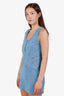 Pre-loved Chanel™ 20M Blue Terry Cloth CC Button Sleeveless Mini Dress Size 34
