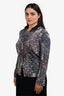 Versace Purple/Black Patterned Silk Button Down Top Size 40