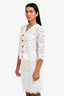 Dolce & Gabbana White Lace Pencil Skirt and Rose Button Evening Jacket Set Size 38