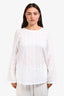 Massimo Alba White Embroidered Linen Cotton Blouse Size XL