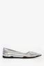 Prada Metallic Silver Leather Pointed Toe Flats Size 41