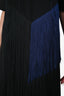 Stella McCartney Black Crepe Blue/Black Fringe Top Size 36