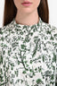 Erdem White/Green Printed Cotton Pleated Tunic Top Size 10 US