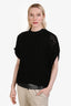Brunello Cucinelli Black Cotton Woven Open Knit Sweater Vest Size Large