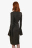 Frame Black/Gold Knit 'Godet Lurex' Bell Sleeve Dress Size M