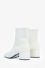 Celine White Patent Leather Triomphe Ankle Boots Size 38