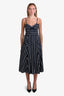 Veronica Beard Blue/White Cotton Striped Sleeveless Midi Dress Size 4