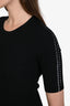 Alexander Wang Black Ribbed Bead Sleeve Stretch Knit Midi Dress Size M