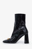 Versace Black Patent Leather Medusa Block Heeled Boots Size 39