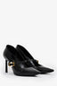 Lanvin Black Leather Pearl Buckle Mary Jane Heels Size 38