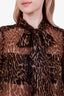 Burberry Cheetah Print Silk Sheer Blouse Size 2