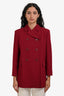 Gucci Burgundy Silk Wool Leather Detail Evening Cady Jacket Size 42 with Tags