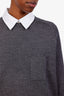 Balenciaga Grey Wool Silk Blend Crewneck Long Sleeve Shirt Size 42