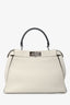 Fendi White/Grey Leather Medium Peekaboo Top Handle with Strap