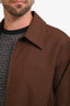 Gucci SS25 Brown Twill Logo Bomber Jacket Size 48 Men's