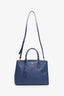 Prada Navy Saffiano Double Zip Medium Galleria Tote with Strap