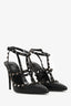 Valentino Black Leather Gunmetal Rock Studs 'Cage 100' Size 40