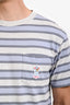 Dior Homme Grey/Blue Striped Short Sleeve T-Shirt Size S