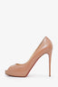 Christian Louboutin Nude Patent Leather Peep Toe Heels Size 41.5