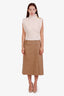 Louis Vuitton Brown/Beige Wool Button Up Midi Skirt Size 36