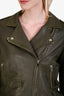 IRO Khaki Leather Moto Jacket Size 44