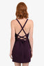 NBD Dark Purple Halter Neck Crisscross Back Mini Dress Size XS