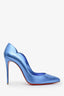 Christian Louboutin Blue Leather Scalloped Accent Pumps Size 38.5