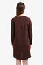 Brunello Cucinelli Brown Silk Long Sleeve Tunic Dress Size Small