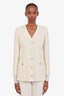 Gucci Beige Cotton Tweed Single Breasted V-Neck Blazer Size 40