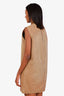 Prada 24SS Brown Distressed Canvas Triangle Logo Sleeveless Mini Dress Size 40