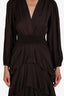 Maje Brown Ruffled Long Sleeve Dress Size 34