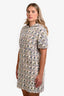 Pre-loved Chanel™ 2018 Cream Multicolour Cotton Silk Blend Tweed Short Sleeve Zip Up Hooded Midi Dress Size 40