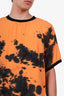 McQ by Alexander McQueen Orange/Black Silk Tye Dye T-Shirt Size M Mens