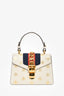 Gucci Cream Leather Web Star Edition Mini Sylvie Top Handle with Strap